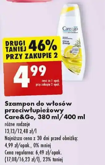Biedronka Szampon do włosów przeciwłupieżowy Care&Go, 380 ml/400 ml oferta