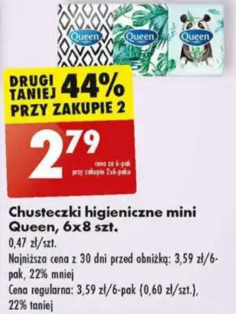 Biedronka Chusteczki higieniczne mini Queen, 6x8 szt. oferta