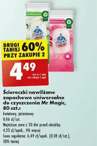 Biedronka Ściereczki nawilżane zapachowe uniwersalne do czyszczenia Mr Magic, 80 szt. oferta