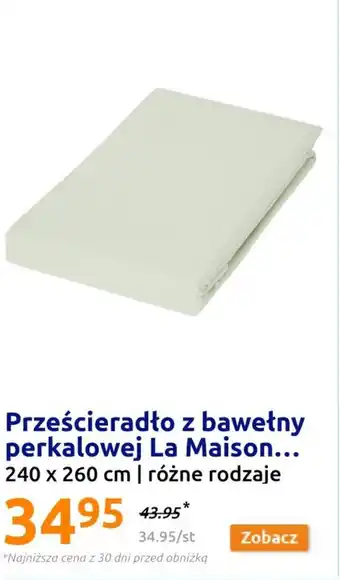 Action Prześcieradło z bawełny perkalowej La Maison 240x260cm oferta