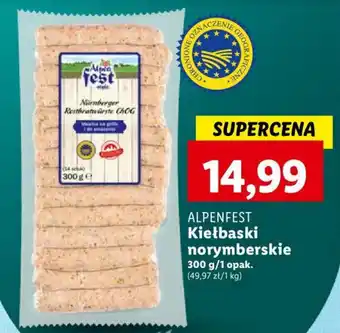 Lidl ALPENFEST Kiełbaski norymberskie 300g oferta