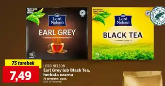 Lidl LORD NELSON Earl Grey lub Black Tea herbata czarna 75 torebek oferta
