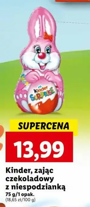 Lidl Kinder zając czekoladowy z niespodzianką 75g oferta