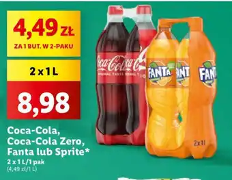 Lidl Coca Cola Coca Cola Zero Fanta lub Sprite 2x1l oferta