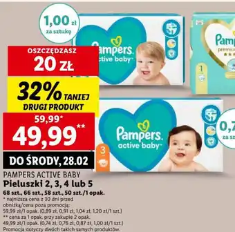 Lidl PAMPERS ACTIVE BABY Pieluszki 2, 3, 4 lub 5 oferta