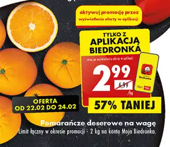 Biedronka Pomarańcze deserowe na wagę 1 kg oferta