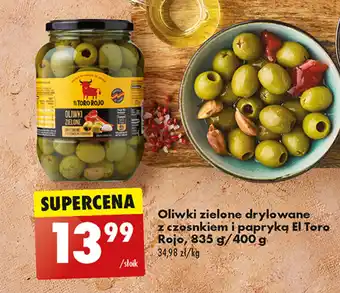 Biedronka Oliwki zielone drylowane z czosnkiem i papryką El Toro Rojo, 835 g/400 g oferta