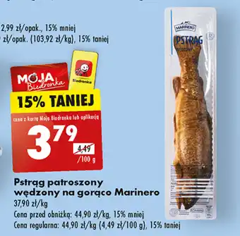 Biedronka Pstrąg patroszony wędzony na gorąco Marinero 100 g oferta