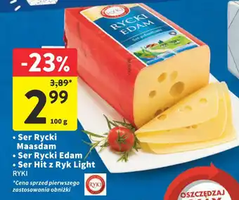 Intermarche Ser Rycki Maasdam/Ser Rycki Edam/Ser Hit z Ryk Light RYKI 100g oferta