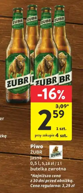 Intermarche Piwo ŻUBR 0,5l oferta