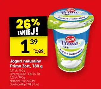 Twój Market Jogurt naturalny Primo Zott, 180 g oferta