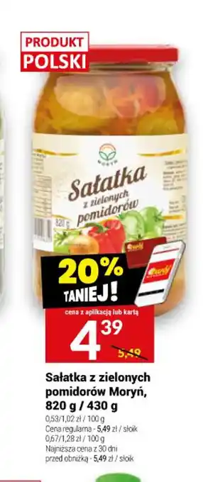 Twój Market Sałatka z zielonych pomidorów Moryń, 820 g / 430 g oferta