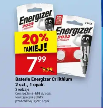 Baterie Energizer Cr lithium 2 szt., 1 opak.