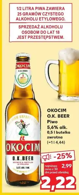 Kaufland Okocim O.K. Beer Piwo jasne 500 ml oferta