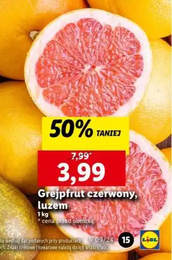 Lidl Grejpfrut czerwony 1kg oferta