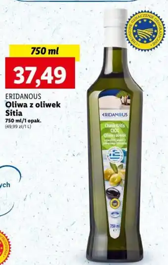 Lidl ERIDANOUS Oliwa z oliwek Sitia 750ml oferta