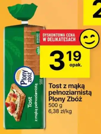 Delikatesy Centrum Tost z mąką pełnoziarnistą Plony Zbóż 500 g oferta