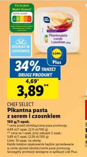 Lidl CHEF SELECT Pikantna pasta z serem i czosnkiem 150g oferta