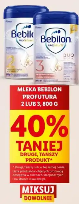 Lidl MLEKA BEBILON PROFUTURA 2 LUB 3 800 G oferta