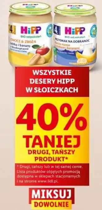 Lidl WSZYSTKIE DESERY HIPP W SŁOICZKACH oferta
