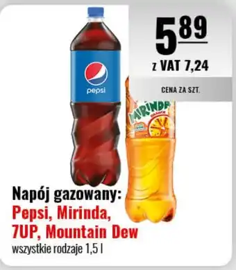 Eurocash Napój gazowany: Pepsi, Mirinda, 7UP, Mountain Dew 1,5L oferta