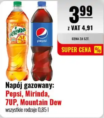 Eurocash Napój gazowany: Pepsi, Mirinda, 7UP, Mountain Dew 0,85L oferta