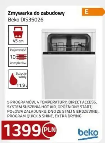 Kakto Zmywarka do zabudowy Beko oferta