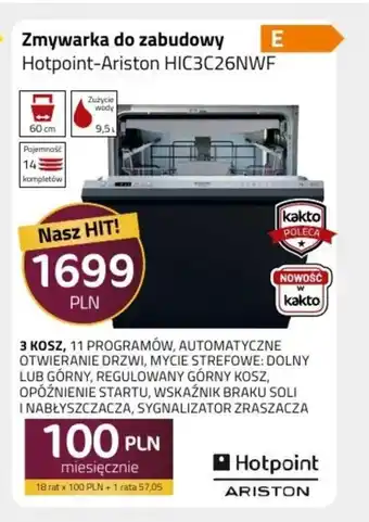 Kakto Zmywarka do zabudowy Ariston oferta