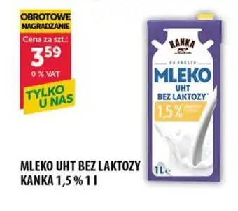 Eurocash MLEKO UHT BEZ LAKTOZY KANKA 1,5% 1 l oferta