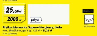 Bricoman Płytka ścienna Ice Superwhite glossy, biała oferta