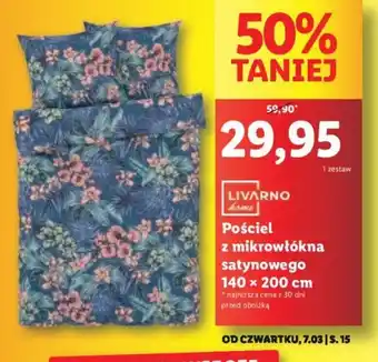 Lidl LIVARNO Pościel z mikrowłókna satynowego 140x200cm oferta