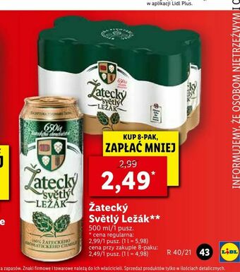 Lidl Žatecký Světlý Ležák oferta