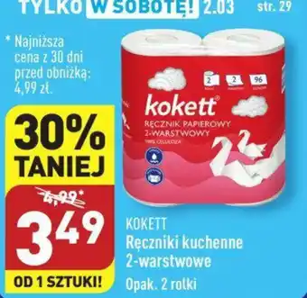 ALDI KOKETT Ręczniki kuchenne 2-warstwowe 2 rolki oferta