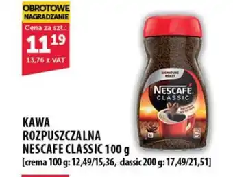 Eurocash KAWA ROZPUSZCZALNA NESCAFE CLASSIC 100 g oferta