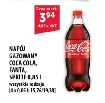 Eurocash NAPÓJ GAZOWANY COCA COLA, FANTA, SPRITE 0,85 l oferta