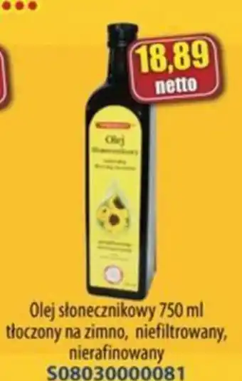 AT Olej słonecznikowy 750 ml tłoczony na zimno, niefiltrowany, nierafinowany oferta