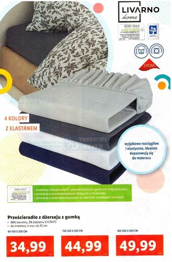 Lidl Prześcieradło z dżerseju z gumką 90-100x200cm oferta
