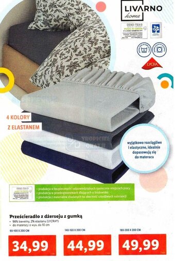 Lidl Prześcieradło z dżerseju z gumką 180-200x200cm oferta