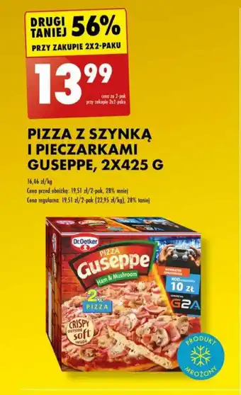 Biedronka PIZZA Z SZYNKĄ I PIECZARKAMI GUSEPPE 2X425 G oferta