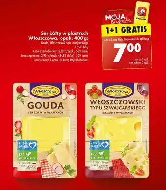 Biedronka Ser żółty w plastrach Włoszczowa 400 g oferta