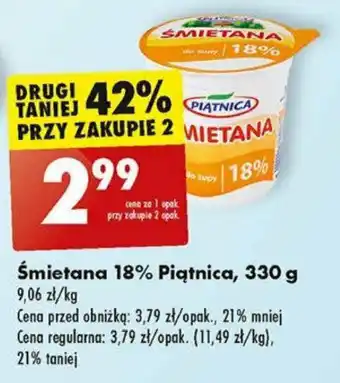 Biedronka Śmietana 18% Piątnica 330 g oferta