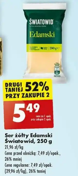 Biedronka Ser żółty Edamski Światowid 250 g oferta