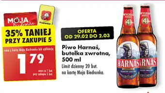 Biedronka Piwo Harnaś, butelka zwrotna, 500 ml oferta