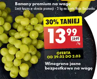 Biedronka Winogrono jasne bezpestkowe na wagę oferta