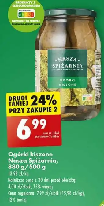 Biedronka Ogórki kiszone Nasza Spiżarnia 880/500 g oferta