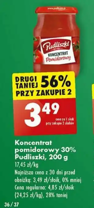 Biedronka Koncentrat pomidorowy 30% Pudliszki 200 g oferta