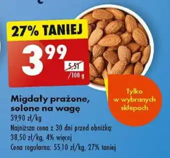 Biedronka Migdały prażone solone 100g oferta