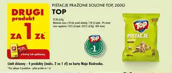 Biedronka PISTACJE PRAŻONE SOLONE TOP 200G oferta