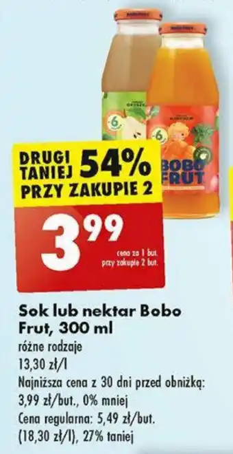 Biedronka Sok lub nektar Bobo Frut 300 ml oferta