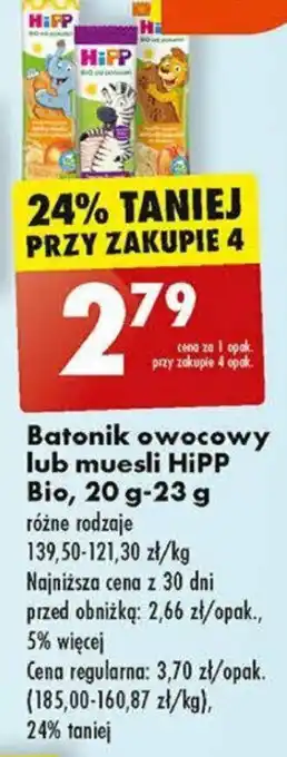 Biedronka Batonik owocowy lub muesli HiPP Bio 20-23 g oferta